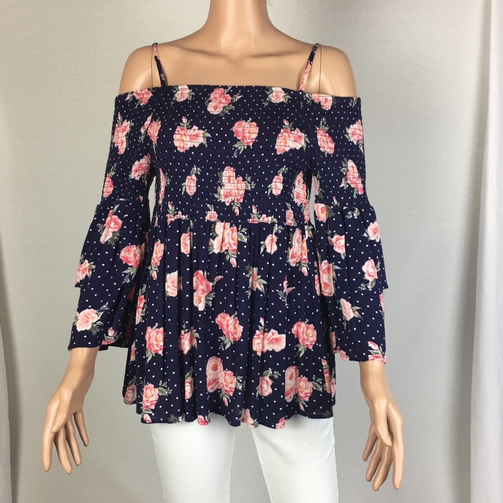 Crave Frame Floral Print Smocked Top